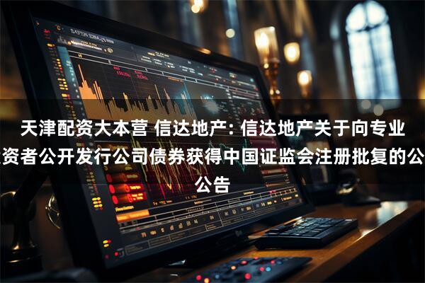 天津配资大本营 信达地产: 信达地产关于向专业投资者公开发行公司债券获得中国证监会注册批复的公告