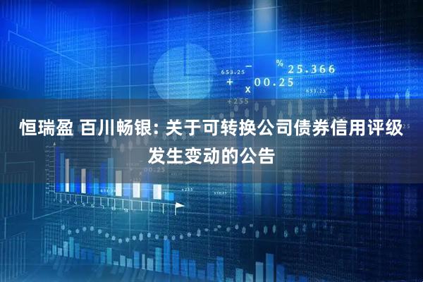 恒瑞盈 百川畅银: 关于可转换公司债券信用评级发生变动的公告